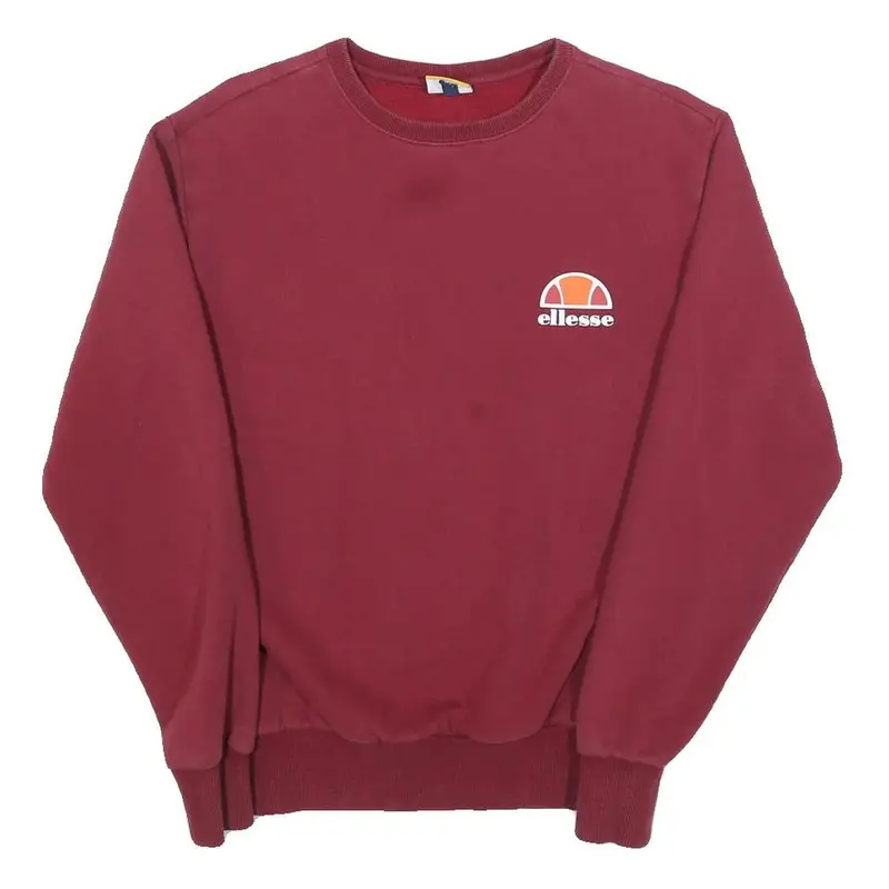 Ellesse Mens Maroon Crew Neck Sweatshirt S Cotton Blend Pullover Casual 1