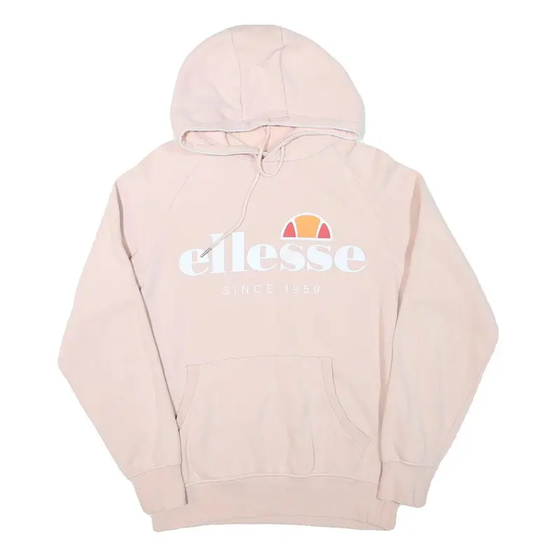 Ellesse Mens Pink Hoodie M Logo Graphic Cotton Blend Pullover Drawstring Hood 1