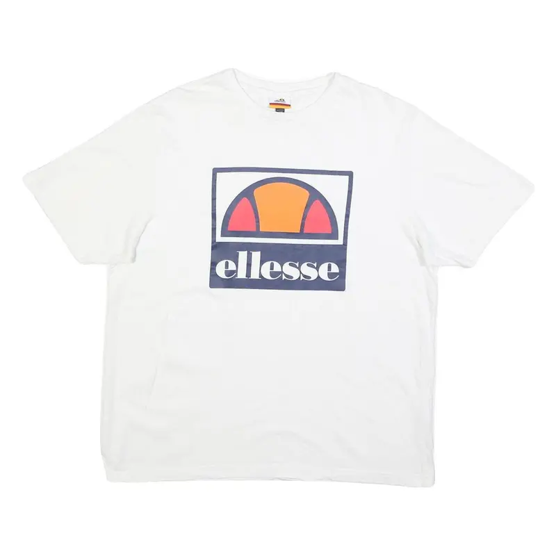 Ellesse Mens White Graphic T-Shirt 2Xl Short Sleeve Crew Neck Logo Casual Cotton 1
