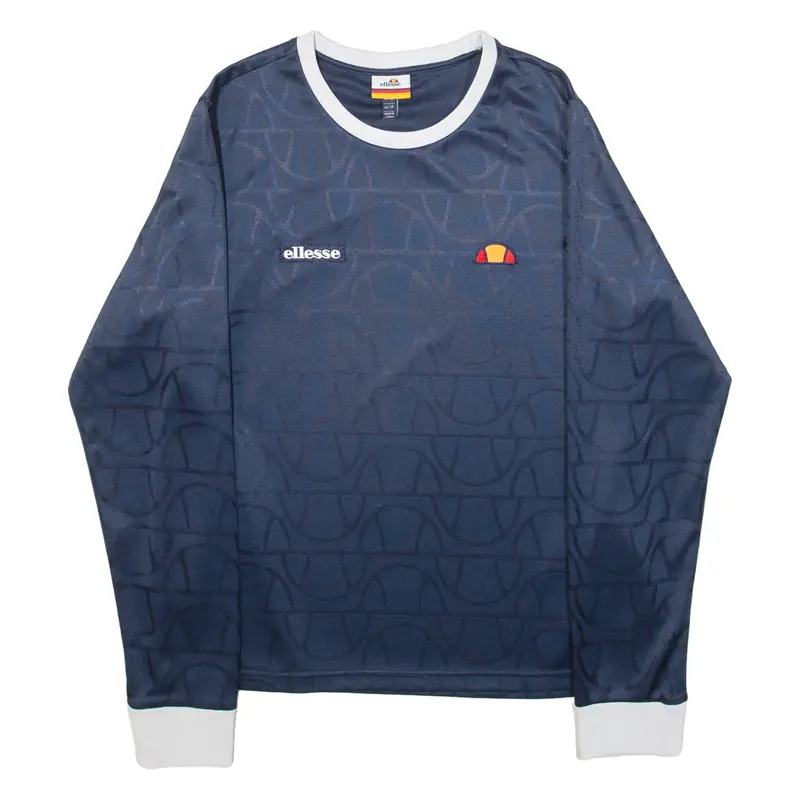 Ellesse Patterned Womens T-Shirt Blue Long Sleeve Uk 14 1