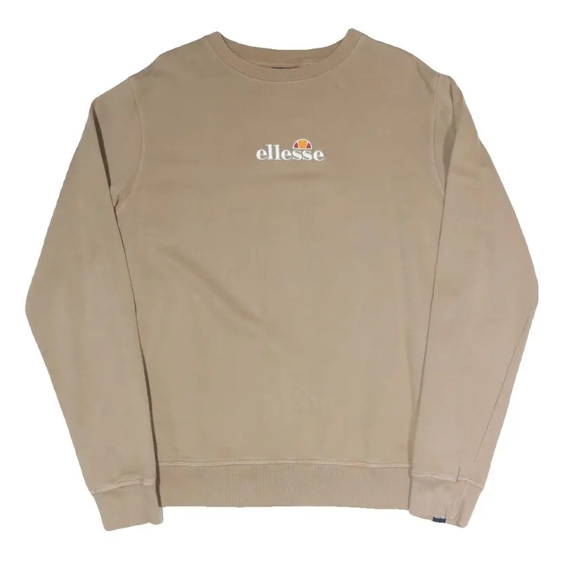 Ellesse Womens Beige Cotton Blend Crew Neck Uk 10 Sweatshirt Pullover Casual 1