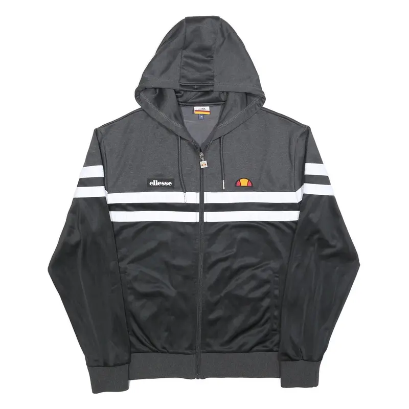 Ellesse Womens Black & Grey Zip Up Hooded Polyester Blend Hoodie Uk 14 1