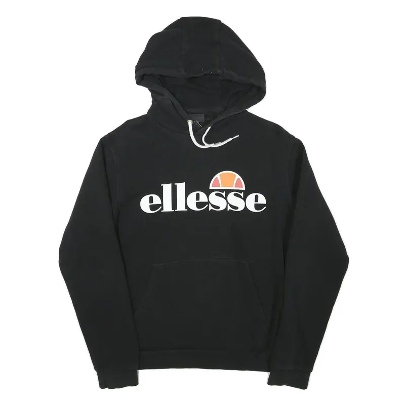 Ellesse Womens Black Hoodie Uk 10 Cotton Blend Hooded Sweatshirt 1