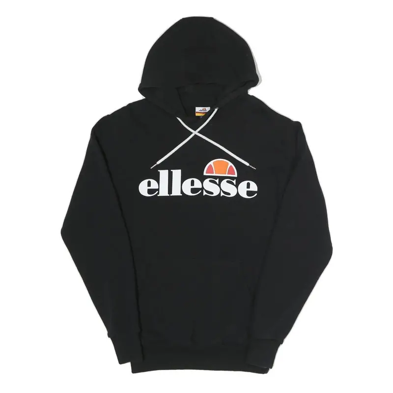 Ellesse Womens Black Hoodie Uk 10 Cotton Blend Pullover Hooded Sweatshirt 1