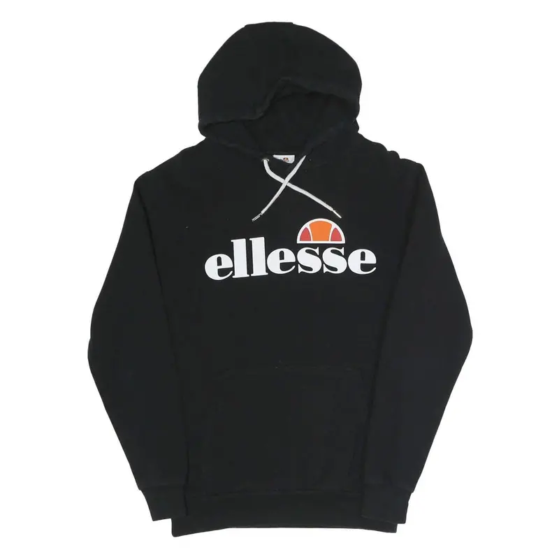 Ellesse Womens Black Hoodie Uk 10 Cotton Blend Pullover Hooded Sweatshirt 1