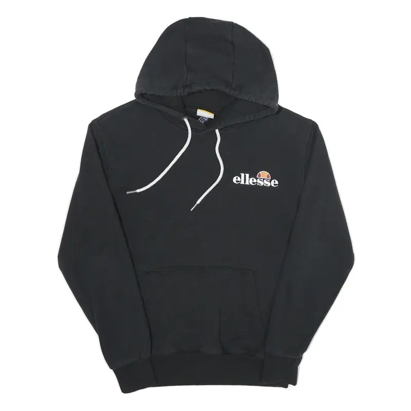 Ellesse Womens Black Hoodie Uk 10 Cotton Blend Pullover Sweatshirt Logo 1