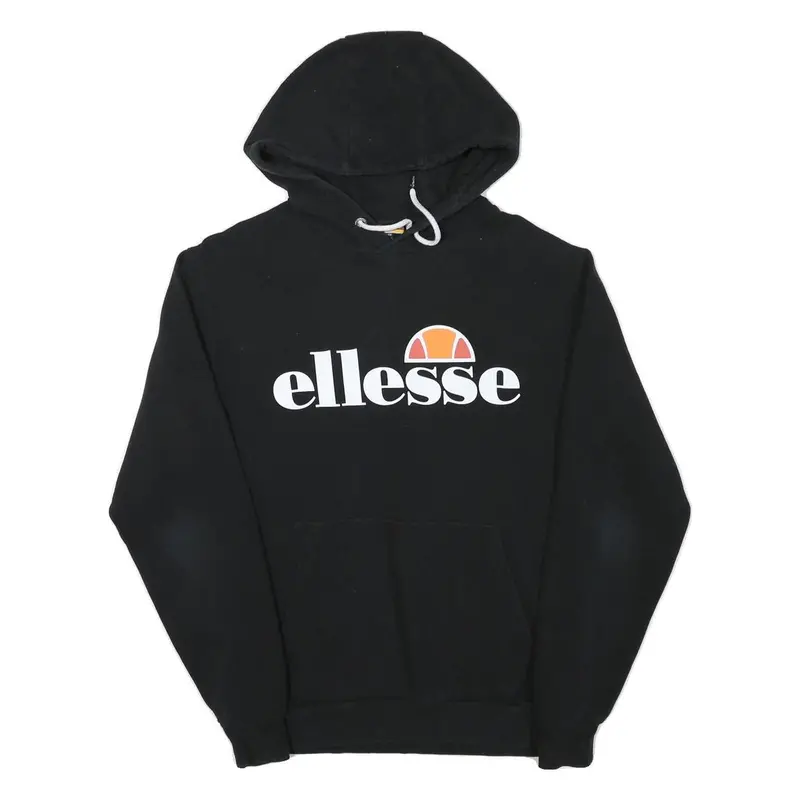 Ellesse Womens Black Hoodie Uk 12 Cotton Blend Classic Logo Pullover 1