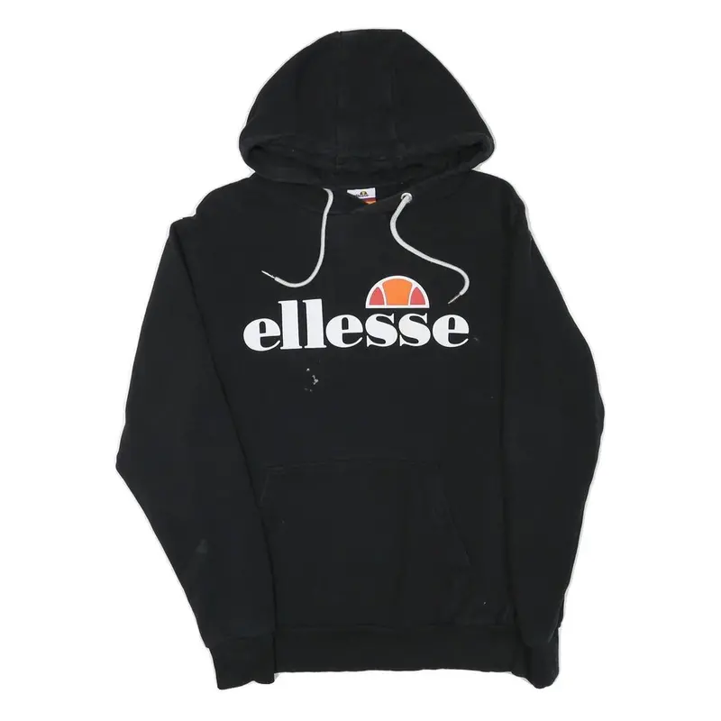 Ellesse Womens Black Hoodie Uk 12 Pullover Cotton Blend Casual Logo Sweatshirt 1