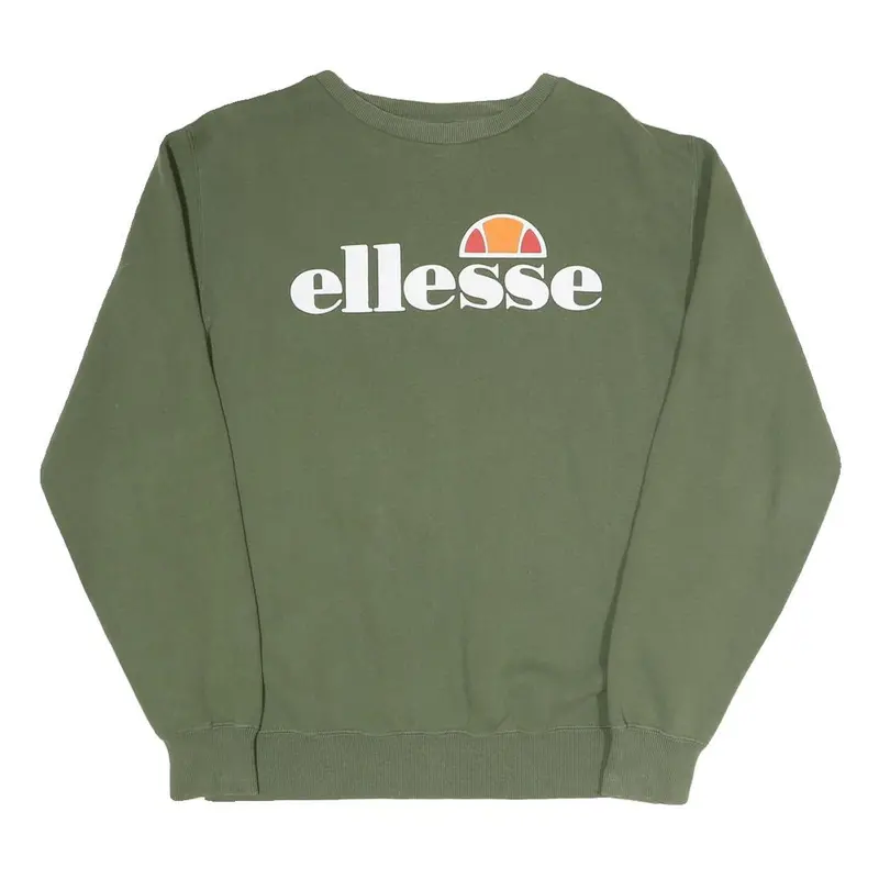 Ellesse Womens Green Crew Neck Sweatshirt Uk 12 Cotton Blend Casual Pullover 1