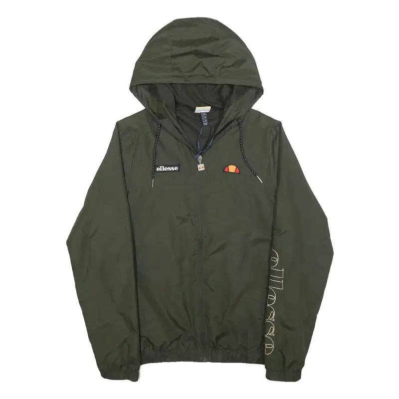 Ellesse Womens Green Zip Hooded Jacket Xs Polyester Blend Logo Print 1