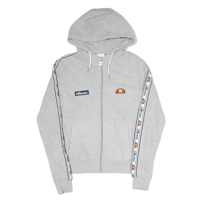 Ellesse Womens Grey Full Zip Hoodie Uk 8 Logo Tape Stripe Casual Cotton Blend 1