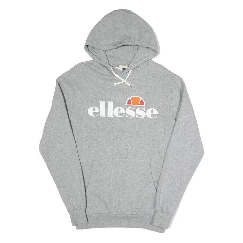 Ellesse Womens Grey Hoodie Uk 12 Cotton Blend Pullover Casual Sweatshirt 1
