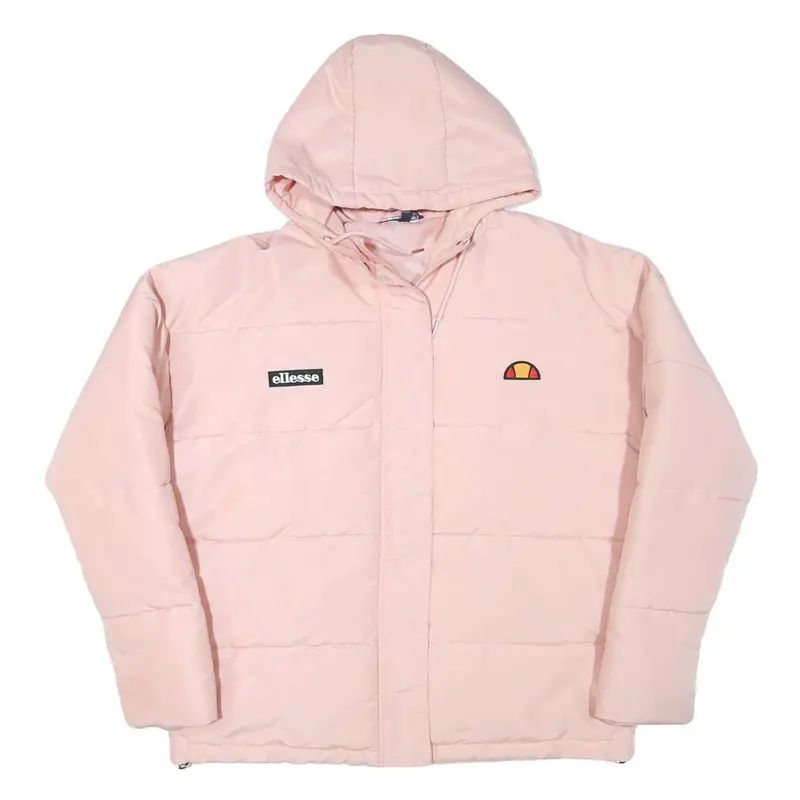 Ellesse Womens Pink Hooded Jacket Uk 10 Polyester Blend Zip Casual Puffer 1