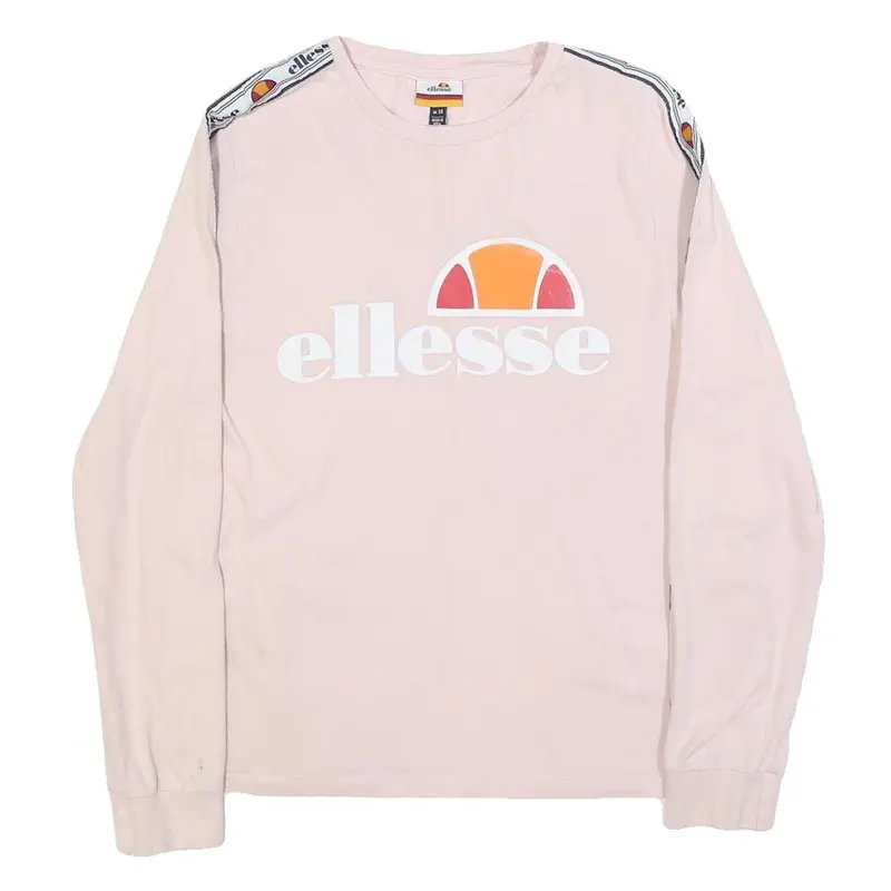 Ellesse Womens Pink Long Sleeve Crew Neck Logo Print Uk 14 Casual Cotton Blend 1