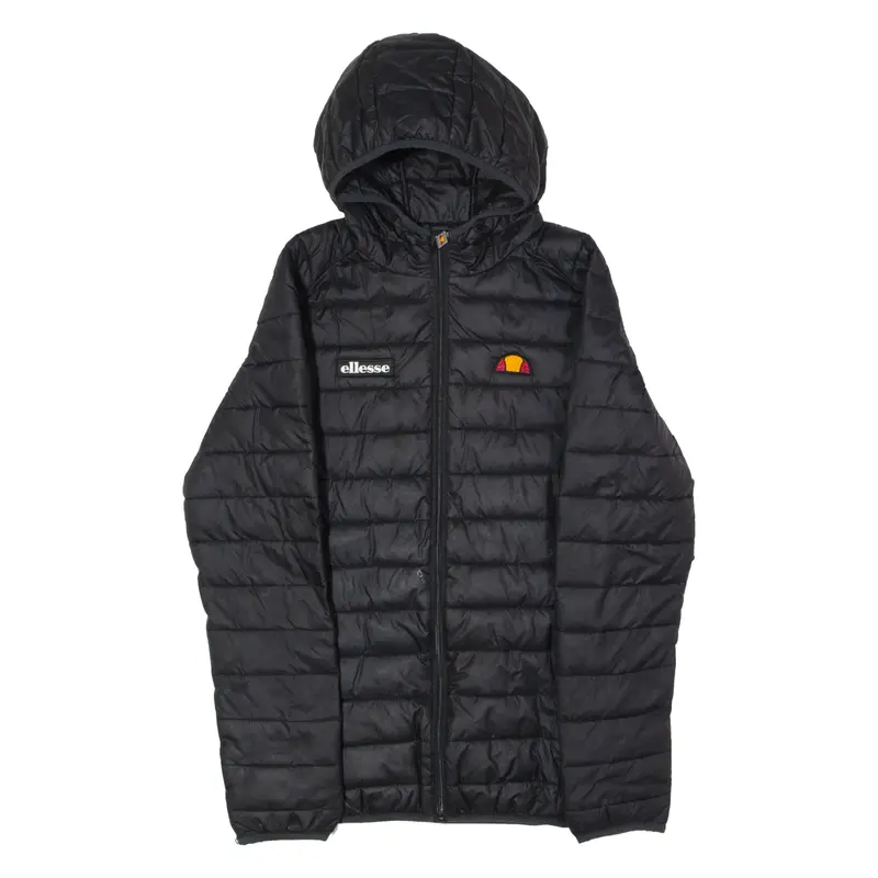 Ellesse Womens Puffer Jacket Black Hooded Uk 10 1