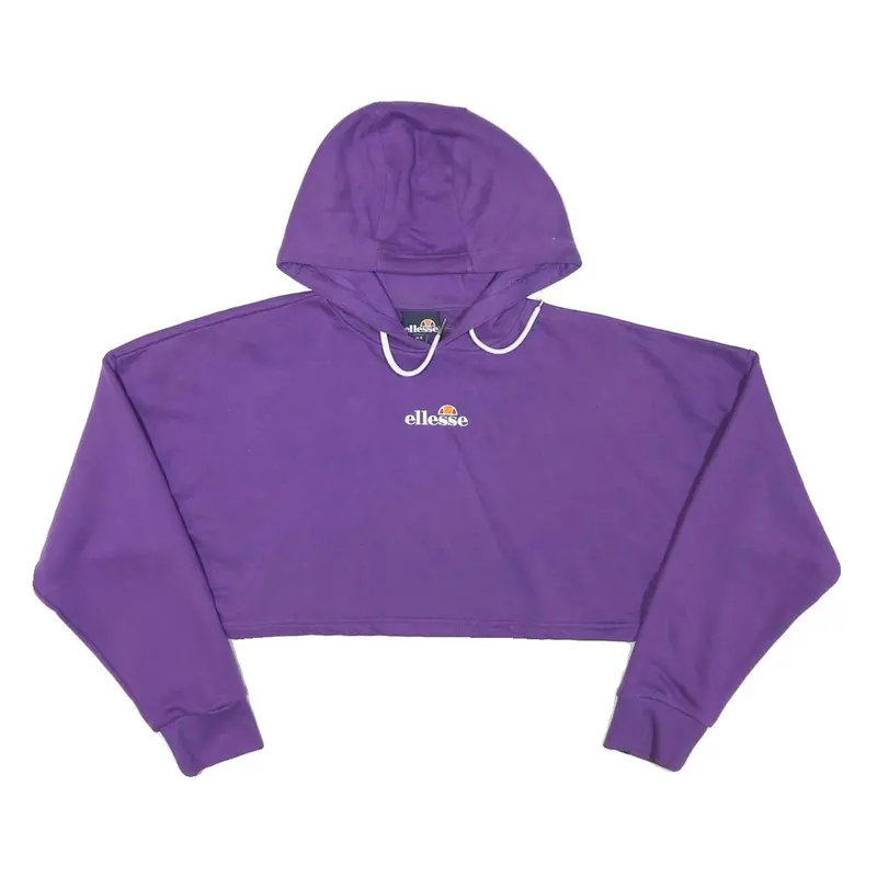 Ellesse Womens Purple Cropped Hoodie Uk 8 Cotton Blend Casual Drawstring 1