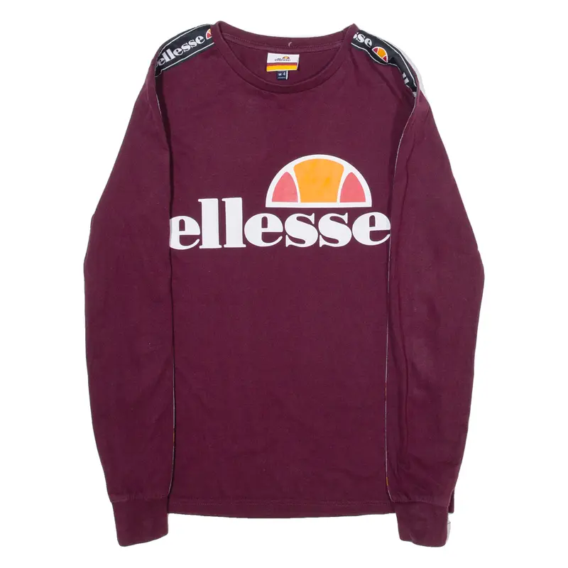 Ellesse Womens T-Shirt Maroon Long Sleeve Uk 4 1