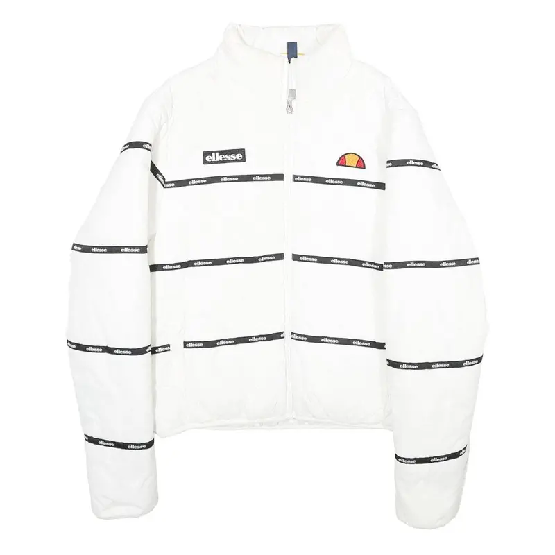 Ellesse Womens White Jacket Uk 6 Polyamide Zip Logo Tape Casual Lightweight 1