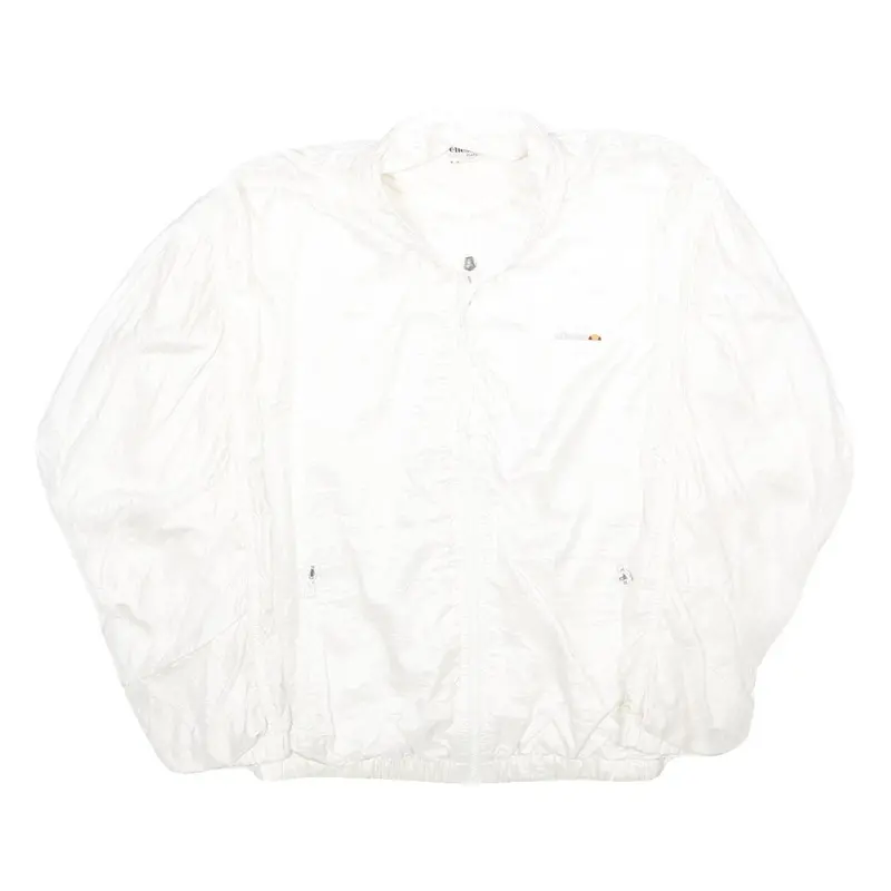 Ellesse Womens White Nylon Bomber Jacket Uk 16 Plain Lightweight Zip 1