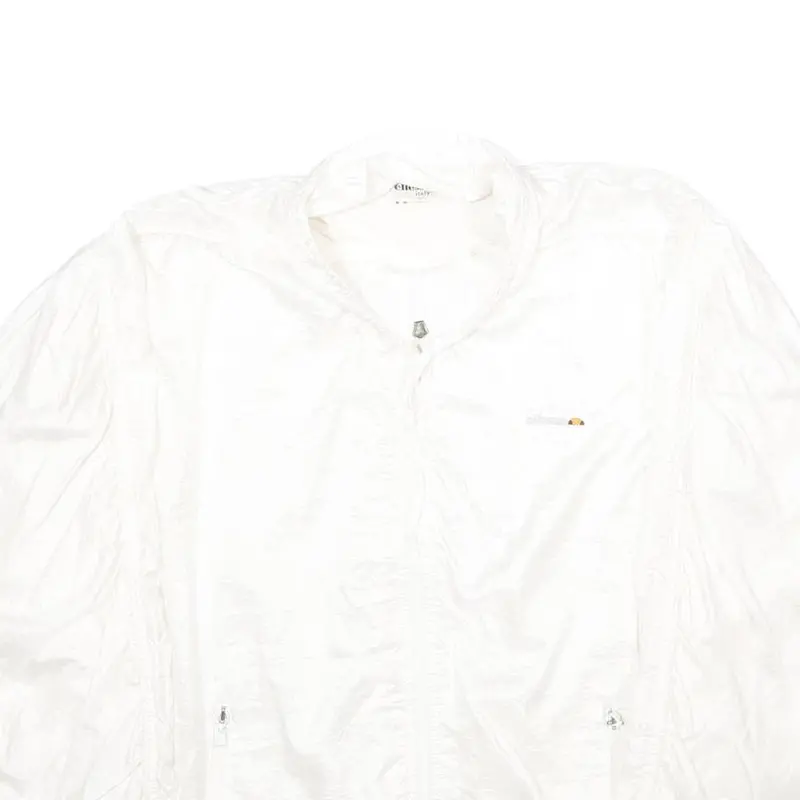 Ellesse Womens White Nylon Bomber Jacket Uk 16 Plain Lightweight Zip 2