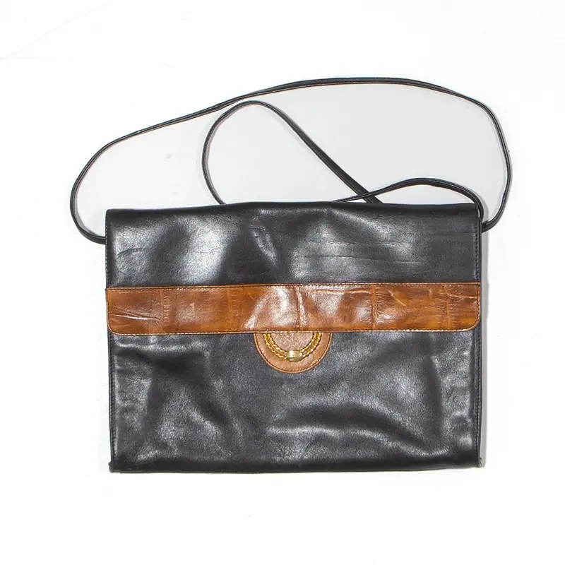 Embellished Leather Look Shoulder Bag Black Womens 1
