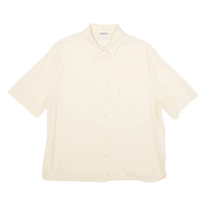 Emotion Womens Plain Shirt Beige Viscose Short Sleeve M 1