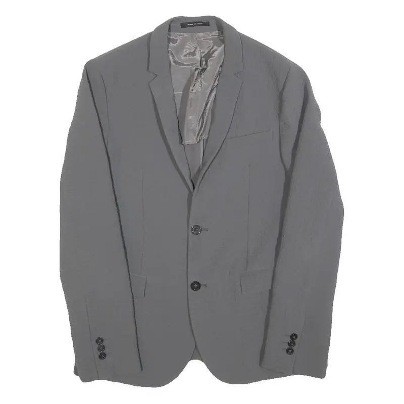 Emporio Armani Mens Grey Jacket S Polyester Plain Button Fastening Classic 1