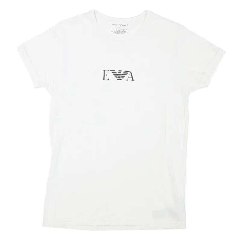 Emporio Armani Mens White S Short Sleeve Crew Neck Cotton Blend T-Shirt 1
