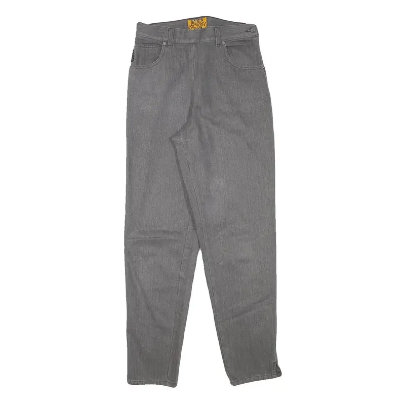 Emporio Armani Womens Grey Cotton Blend Relaxed Straight Trousers W26 L28 1