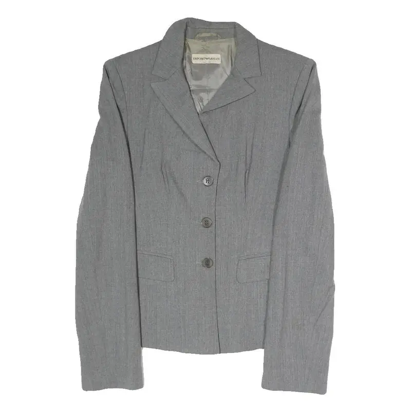 Emporio Armani Womens Grey Tailored Jacket S Polyester Blend Plain Stylish 1