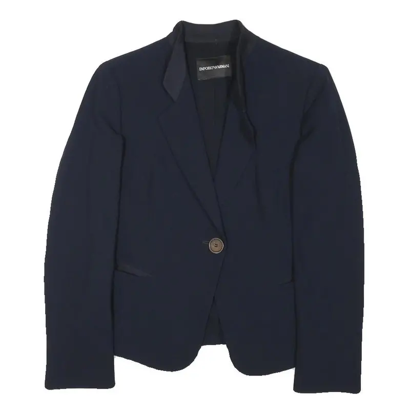 Emporio Armani Womens Navy Blue Wool Blend Blazer Jacket Xs Classic Tailored 1