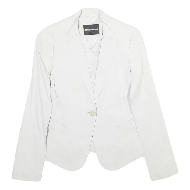 Emporio Armani Womens White Tailored Jacket Xs Woven Button Closure Classic Fit 1