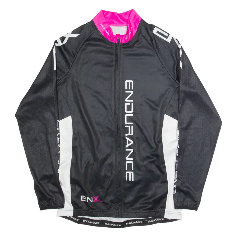 Endurance Cycling Zip Up Womens Jersey Black Long Sleeve High Neck L 1