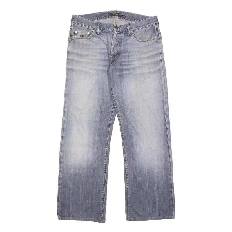 Energie Mens Relaxed Blue Denim Light W33 L30 Cotton Button Closure Jeans Casual 1