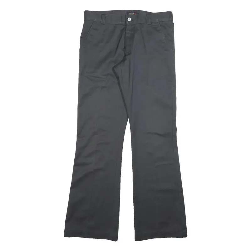 Energie Womens Cotton Blend Black Regular Fit Straight Trousers W33 L33 Zip 1
