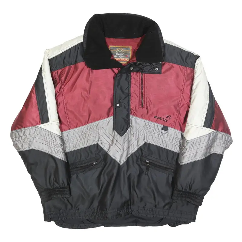 Energy Mens Red Black & White Zip-Up Classic Jacket Xl Polyester Colourblock 1