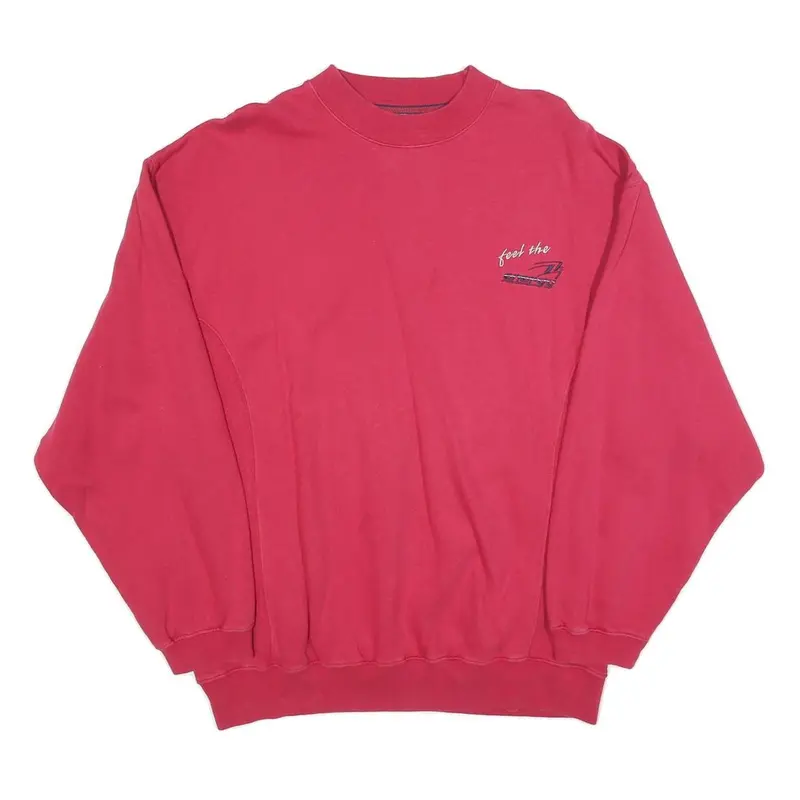 Energy Mens Red Crew Neck M Sweatshirt Cotton Blend Casual Pullover 1