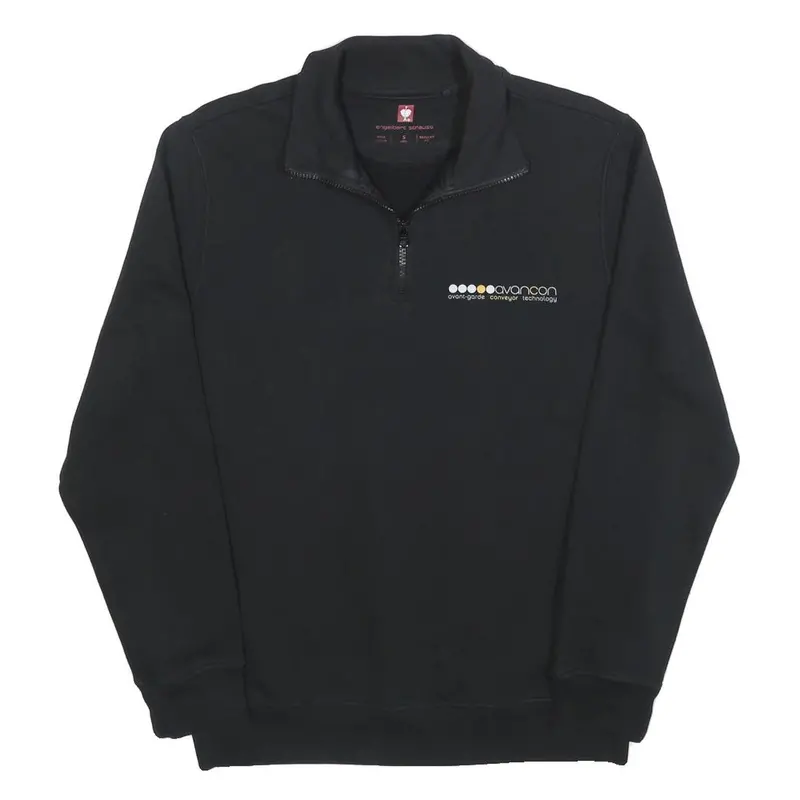 Engelbert Strauss Mens Black Half Zip Sweatshirt S Workwear Pullover Cotton 1