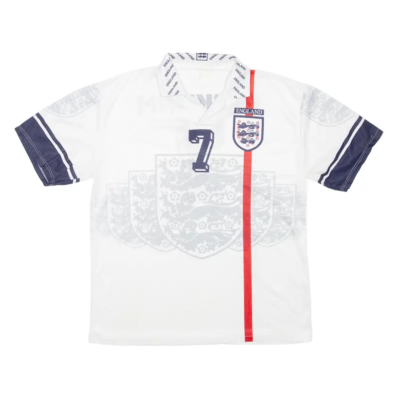 England Mens Football Shirt Jersey White Collared Xl 1