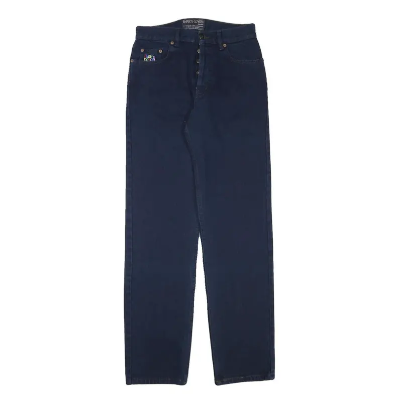 Enrico Coveri Mens Jeans Blue Regular Straight Denim Dark W28 L33 Button Cotton 1