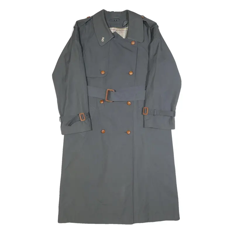 Ensign Womens Grey Button Jacket S Cotton Classic Trench Belted Long Sleeve 1