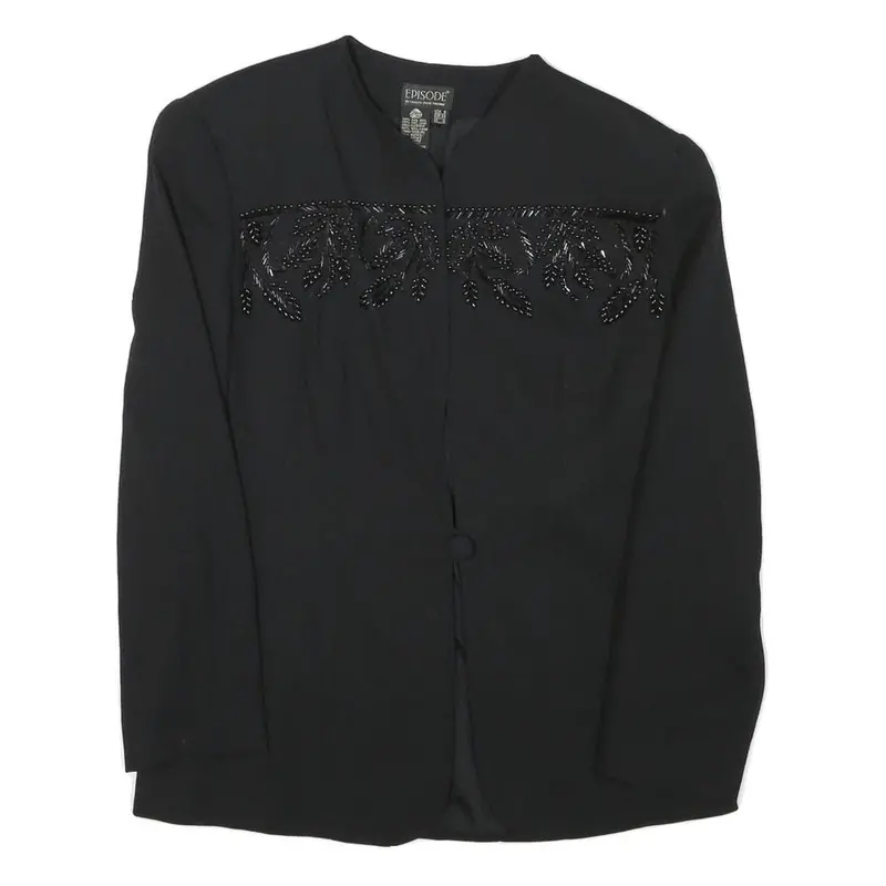 Episode Womens Black Wool Blend Embellished Button Jacket Uk 10 Classic Fit 1