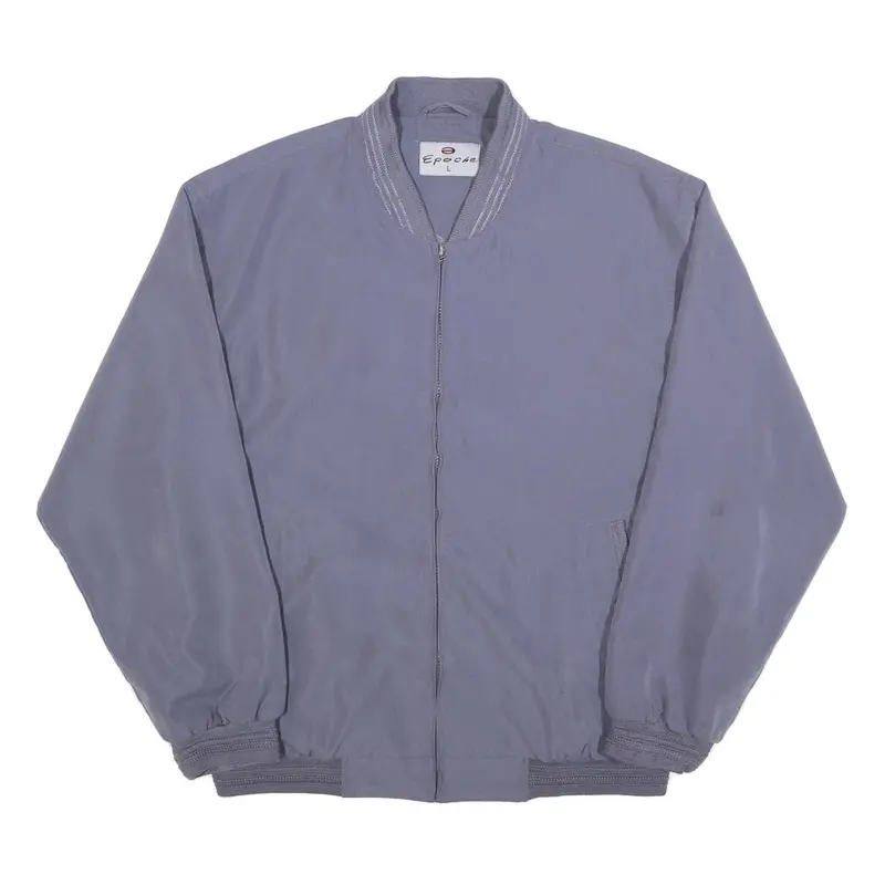 Epoche Mens Blue Grey Jacket L Polyester Blend Zip Bomber Casual Winter 1