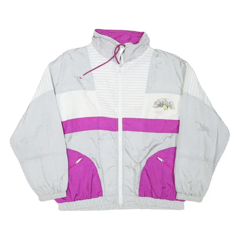 Equipe Womens Grey & Purple Zip Jacket L Polyester Blend Lightweight 1