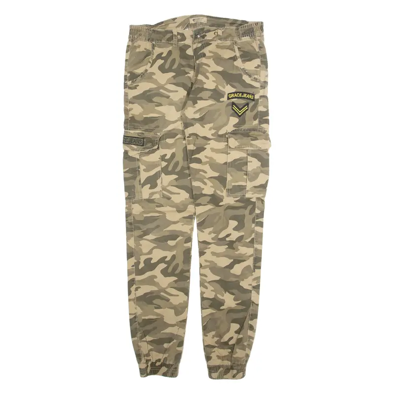 Erget Cargo Camo Mens Trousers Green Slim Tapered W30 L30 1