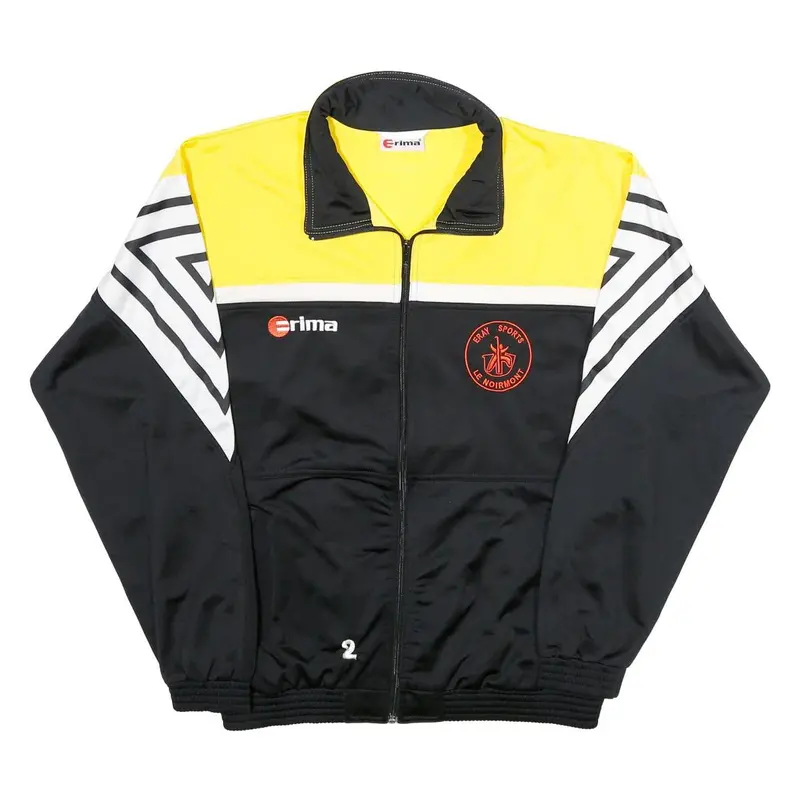 Erima Mens Black & Yellow Sports Zip Jacket M Polyester Track Top 1
