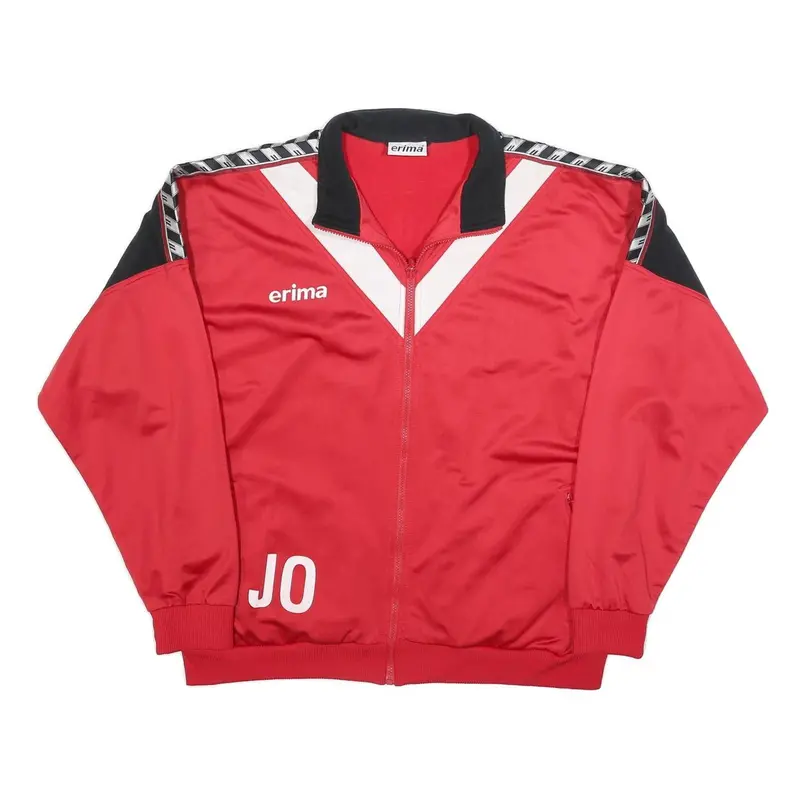 Erima Mens Red & Black Track Jacket L Polyester Blend Zip Sportswear Fc 1