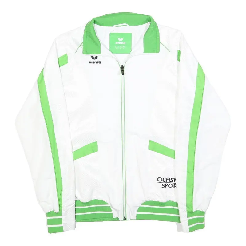 Erima Womens White & Green Track Jacket Uk 8 Polyester Blend Zip Casual 1
