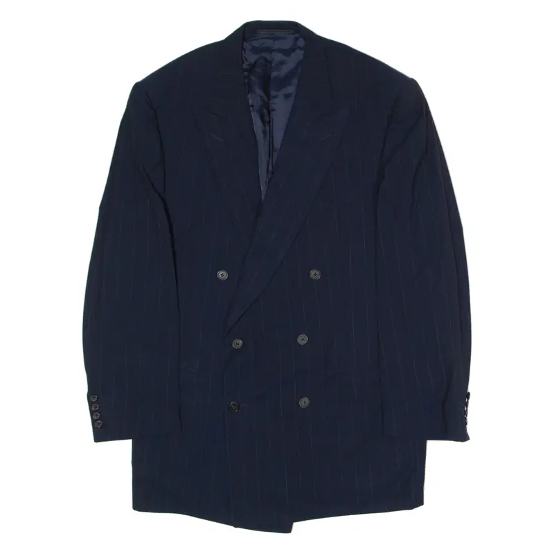 Ermenegildo Zegna Mens Blazer Jacket Blue Wool Pinstripe L 1