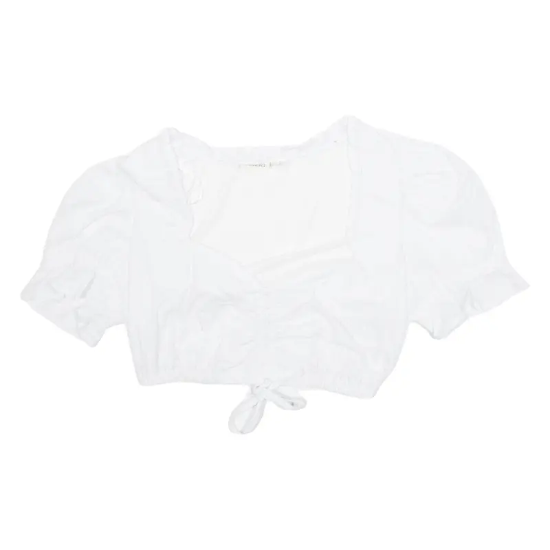 Esmara Womens Cropped Blouse White V-Neck Puff Sleeve Uk 10 1